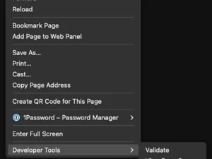 Vivaldi Page Contextual Menu: Before Editing
