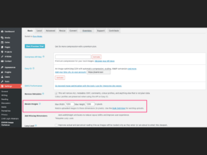 WordPress Admin: EWWW Image Optimizer Settings