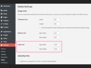 WordPress Admin: Media Settings