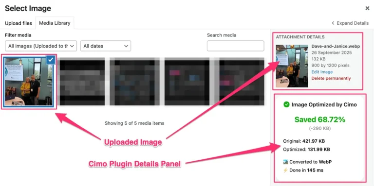 WordPress Media Library With Cimo Details Panel
